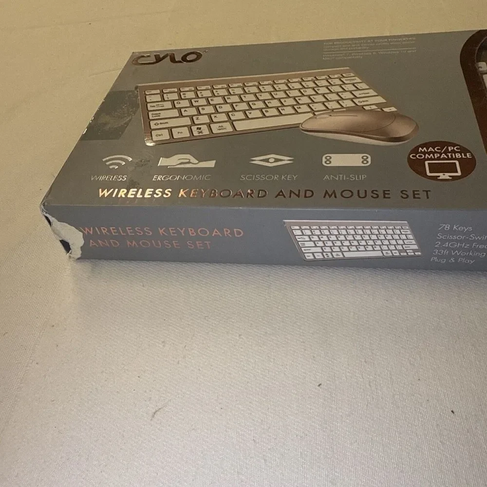 Cylo Wireless Touch Keyboard and Mouse Set Plug & Play Brand-new Open ‎ , Silver